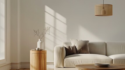 living room with sofa and rounded table