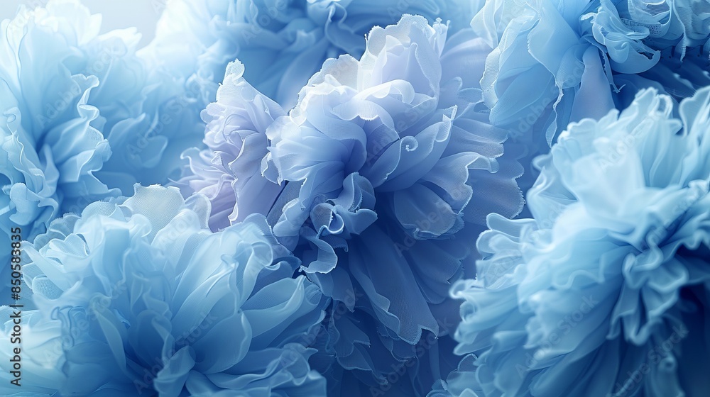 Poster transparent blue abstract patterns and splits on a light background, creating a feeling of lightness