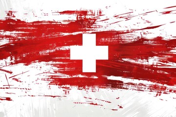 Swiss flag with white cross, Switzerland National Day, grunge background. Generative AI