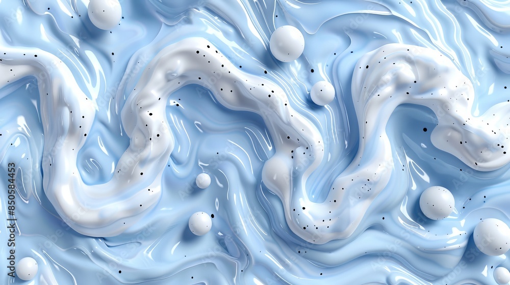 Poster transparent blue abstract patterns and splits on a light background, creating a feeling of lightness