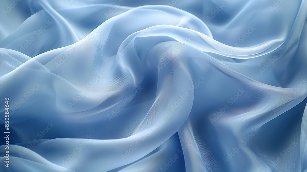 Poster transparent blue abstract patterns and splits on a light background, creating a feeling of lightness