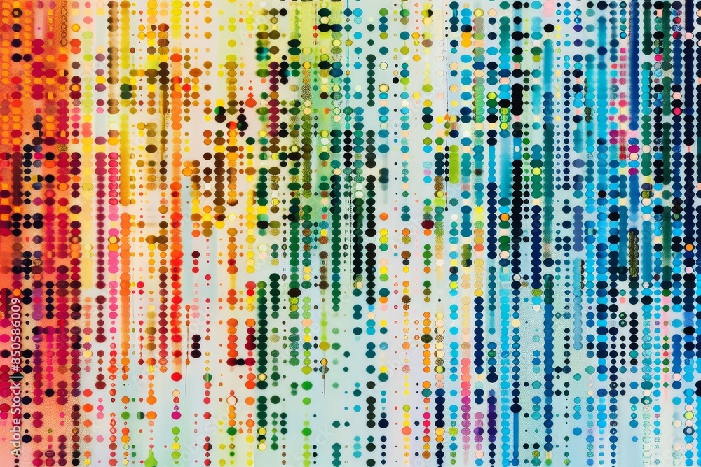 Poster colorful dot matrix pattern on a wall - dynamic and vibrant dot matrix pattern on a wall, showcasing