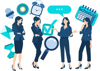 打合せする女性たちのイラスト	
