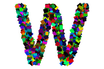 Colorful alphabet letter w for education concept