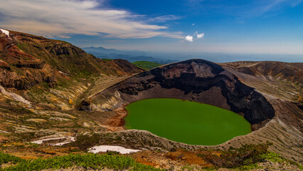 馬の背から見る御釜　蔵王　絶景