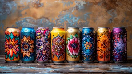 Beer cans A selection of colorful beer cans in a gradient row