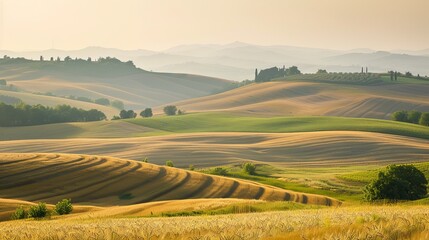 Obraz premium vast expanses of wheat fields rolling over hills 
