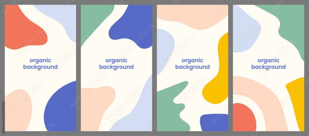 Wall mural vector set of abstract creative backgrounds in minimal organic style with space for text. contempora