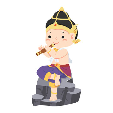 Thai man playing the Thai oboe