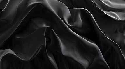Obraz premium Silky black cloth patterns, folds, textures