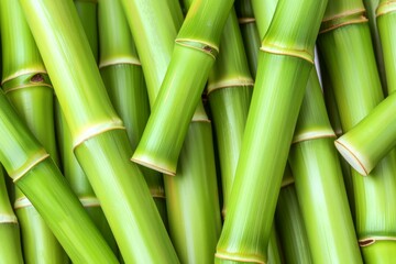 Fototapeta premium Detailed view of lush green bamboo stems highlighting their texture and natural elegance