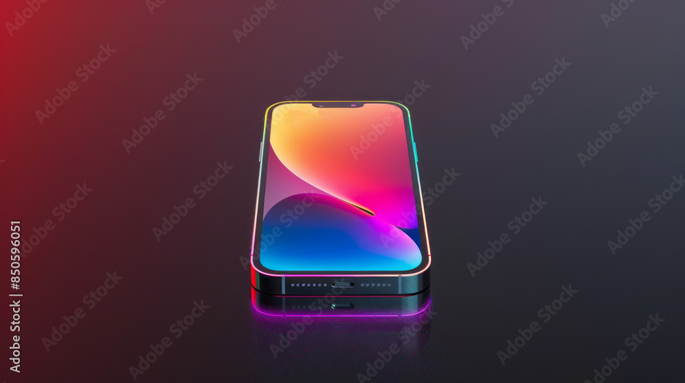 Poster a phone with a colorful case is displayed on a dark background