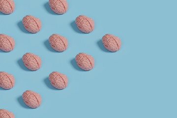 Human brain isometric pattern with copy space. 3d illustration.