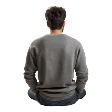 back of a man sitting isolated on transparent background cutout