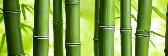 Fototapeta premium Vibrant green bamboo shoot rising from ground in minimalistic display of natural growth