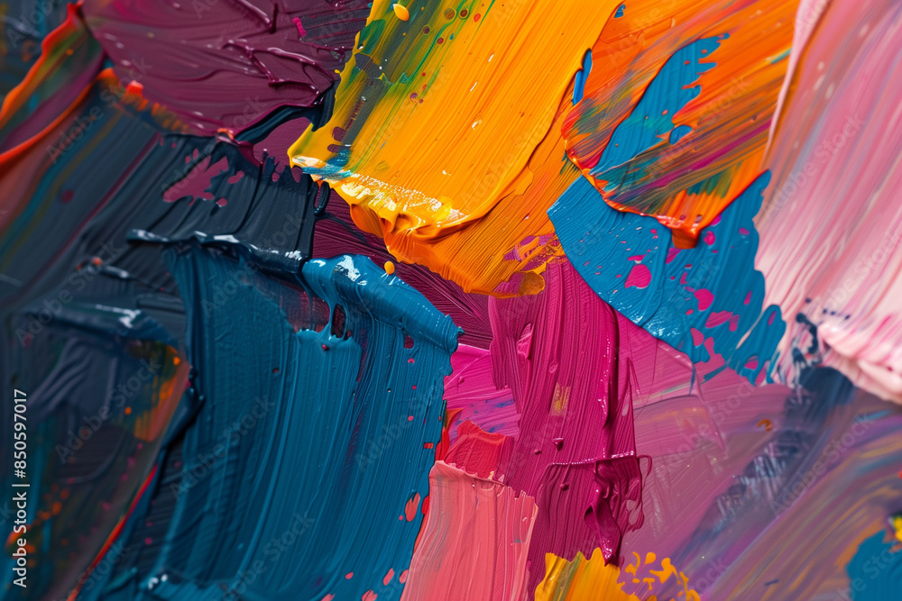 Aufkleber An abstract expressionist masterpiece with bold, dynamic strokes and a vivid array of colors evoking intense emotions.