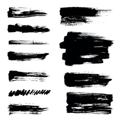 Ink brush strokes, black paint, brushes, lines, grungy. Grunge artistic black paint stokes