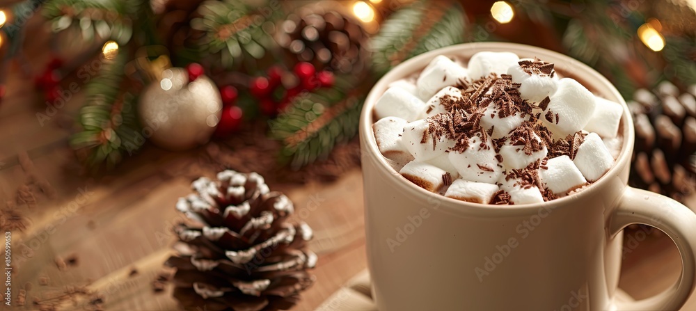 Poster Hot Chocolate with Marshmallows and Chocolate Shavings