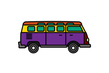 Original vector illustration. An old travel van. A contour icon.