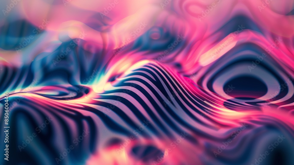 Poster a close up of a colorful abstract image with wavy lines, ai