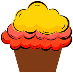 Flat Style Colorful Cupcake for Birthday png element.