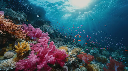 Obraz premium Underwater scene illustration to celebrate World Oceans Day.