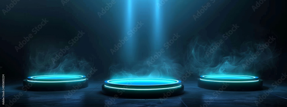 Poster future hologram technology with futuristic portals. digital hi-tech collection in hud style. magic c