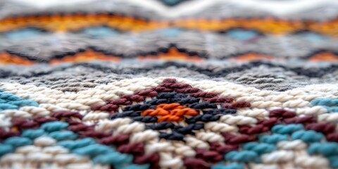 Fototapeta premium Navajo tribal ethnic pattern Native American textile background. Concept Native American Textile, Navajo Tribal Patterns, Ethnic Fabric, Indigenous Art, Traditional Designs