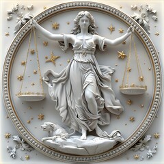 Obraz premium 3D Libra zodiac sign. Astrological sign of the zodiac Libra on a white background. Horoscope