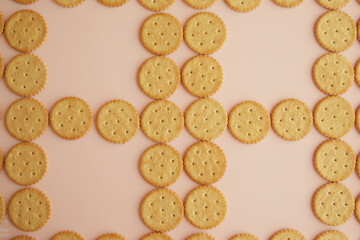 Window cracker pattern on a pink background, freshly baked cookies