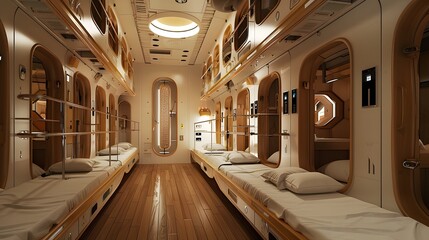 Obraz premium apsule hotel interior view in Japan