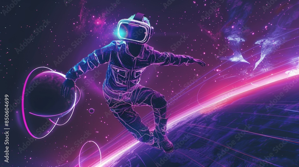 Poster conceptualization of the future of cyber metaverse, virtual reality, virtual worlds, and virtual rea