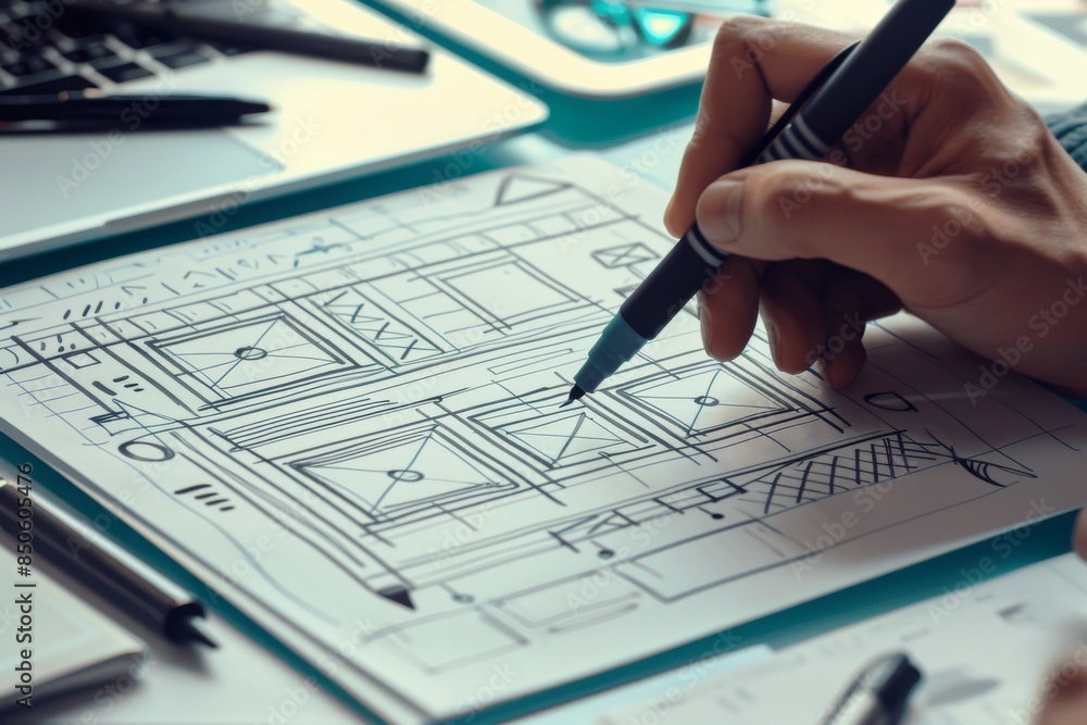 Poster website designer creative planning application developer layout prototype framework wireframe design