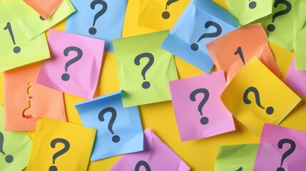 Colorful post-it notes with question marks