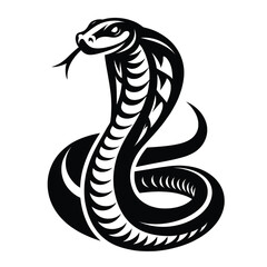 Fototapeta premium Illustration of a fierce cobra snake in black and white