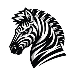 zebra head mascot logo in black and white silhouette © Ngilustrasi