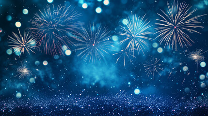 Fototapeta premium Beautiful fireworks background painting.