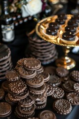 Fototapeta premium Cookies made with chocolate arranged on a table for an event