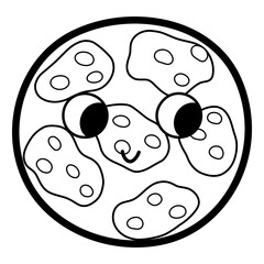 Cute Mercury planet in black and white. Happy smiling Solar System character clipart in outline. Space element isolated. Vector illustration