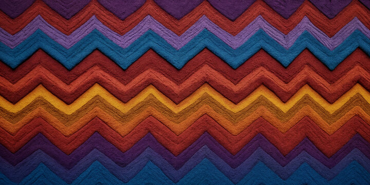 Lebendiges Zickzackmuster in kr&auml;ftigen, kontrastierenden Farben, das durch seine markante Geometrie und die lebendige Farbpalette eine moderne und dynamische Optik bietet