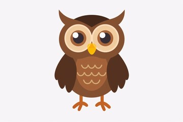 Fototapeta premium Whimsical 64-Bit Owl in Charming Art Style on a White Background