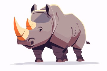 Fototapeta premium Playful 64-bit Rhinoceros Illustration in Flat Design on White Background