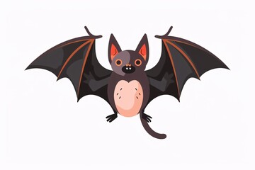 Obraz premium Playful 64-Bit Bat Character in Flat Design on White Background