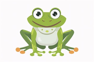 Obraz premium Playful 64-bit Frog Illustration in Flat Style on White Background