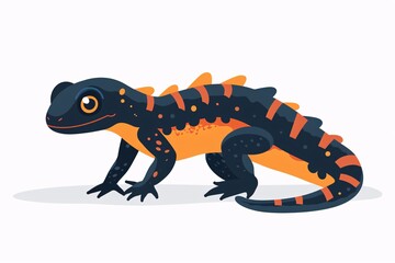 Obraz premium Playful 64-Bit Salamander Illustration in Flat Design on White Background