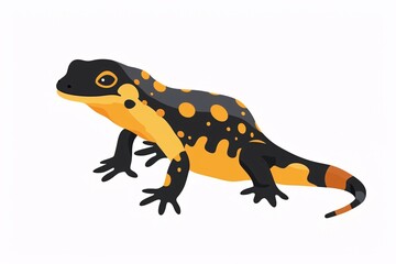 Fototapeta premium Playful 64-Bit Salamander Character in Flat Design on White Background