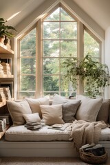 Fototapeta premium Cozy Reading Nook Filled with Diverse Magazine Subscriptions