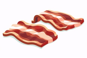 Delicious 64-bit Bacon Illustration in Flat Design on White Background