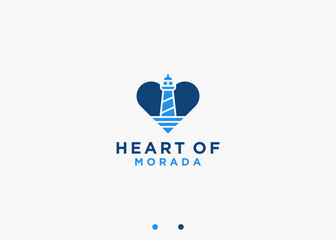 lighthouse with heart logo design vector silhouette illustration