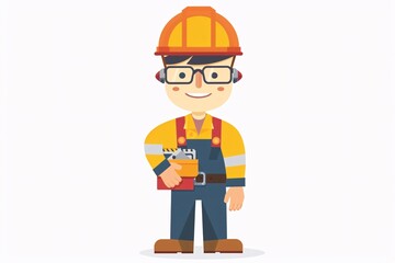 Smiling 64-Bit Engineer in Charming Flat Design on White Background